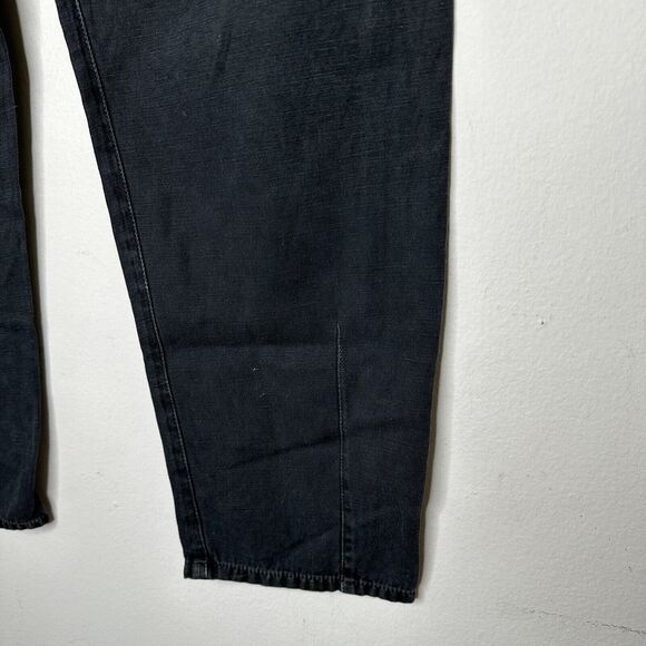 Nili Lotan Muted Black Drop Crotch Button Front Cropped Denim Jeans Size 6 - Picture 8 of 14